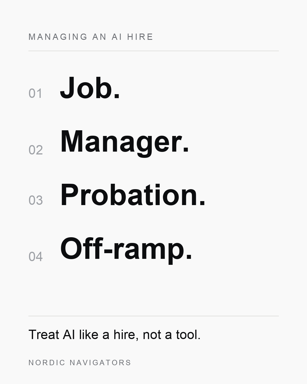 The four-part way to manage an AI hire: job, manager, probation, off-ramp